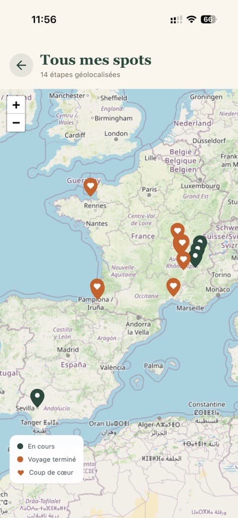 Votre carte personnelle de tous vos spots